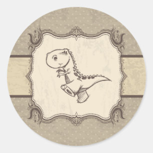 Dinosaurus Vintage Retro Klassieke Ronde Sticker