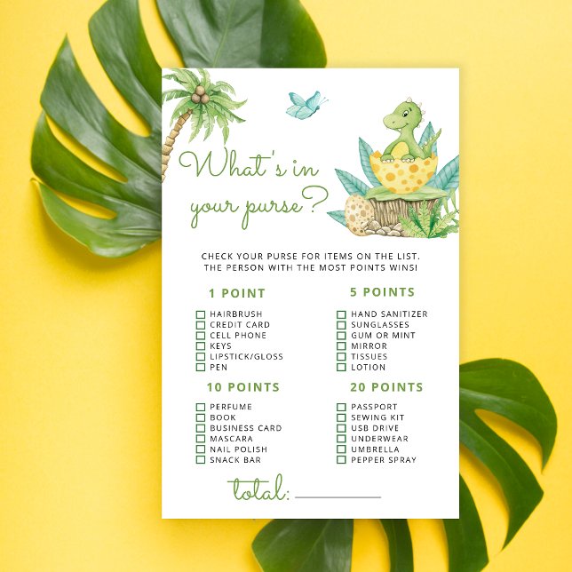 Dinosaurus Wat zit er in je tas Baby shower spel (Creator heeft geüpload)