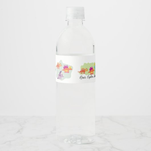 Dinosaurus Waterfles Etiket (Voorkant)