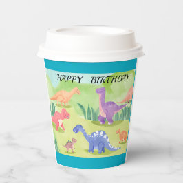 Dinosaurus wereld gelukkige verjaardag turquoise papieren bekers