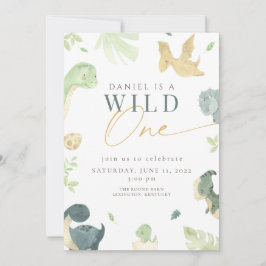 Dinosaurus Wild Een 1e verjaardagsfeestje Kaart