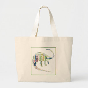 Dinosaurus Woord Kunst Grote Tote Bag