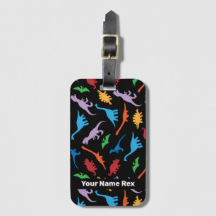 Dinosaurus zeven soorten silhouet patroon bagage bagagelabel