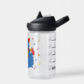 Dinosaurus zingt waterfles (Links)