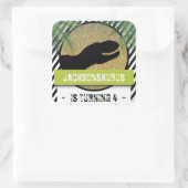Dinosaurus Zwart wit Verjaardagsfeest Vierkante Sticker (Tas)