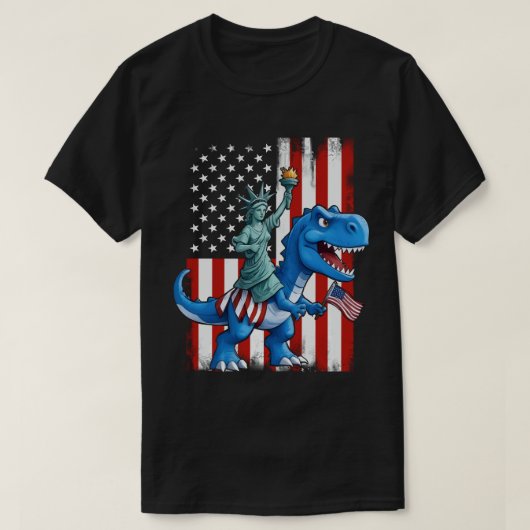 Dinosaurusbeeld Liberty 4th of July Amerikaanse vl T-shirt (Design voorkant)
