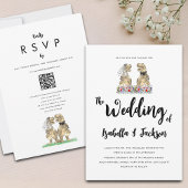 Dinosaurusbruid en bruidegom Wildflower bruiloft Kaart