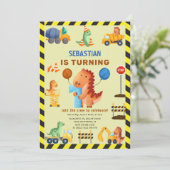 Dinosaurusconstructie, Dino Crew 1e verjaardag Kaart (Staand voorkant)