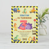 Dinosaurusconstructie Dino Crew 3e verjaardag Kaart (Staand voorkant)