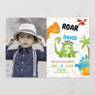 Dinosaurusfoto Roar verjaardagsuitnodiging Kaart
