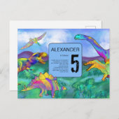dinosauruspartij uitnodiging briefkaart (Voorkant / Achterkant)