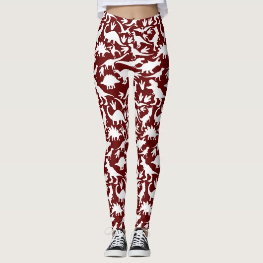 Dinosauruspatroon 01 w. DRed BG Leggings (Voorkant)