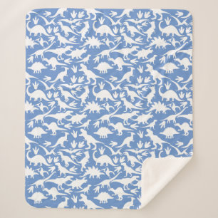 Dinosauruspatroon 01 w. LBlue BG Sherpa Deken