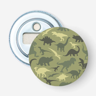 Dinosauruspatroon, dinosaurussilhouet, groene dino button flesopener