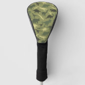 Dinosauruspatroon, dinosaurussilhouet, groene dino golfheadcover (Voorkant)