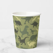 Dinosauruspatroon, dinosaurussilhouet, groene dino papieren bekers (Links)