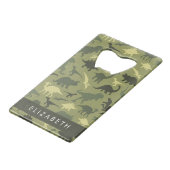 Dinosauruspatroon, Dinosaurussilhouet, Jouw naam Kredietkaart Flessenopener (Voorkant Gekanteld)