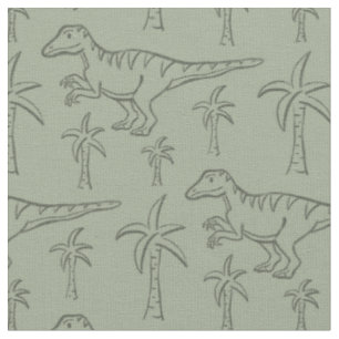 Dinosauruspatroon moderne jongen dino jungle salie stof