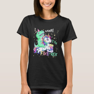 Dinosaurusrijdende Eenhoorn Grappige T Rex 5 Jaar T-shirt