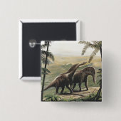  dinosaurussen, Amargasaurus met palmbomen Vierkante Button 5,1 Cm (Voorkant /achterkant)
