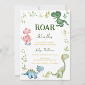 Dinosaurussen baby shower kaart (Voorkant)