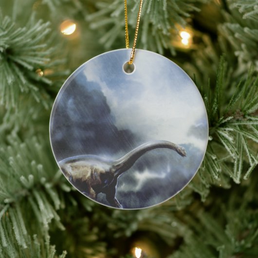 dinosaurussen, Barapasaurus met Storm wolken Keramisch Ornament (Boom)