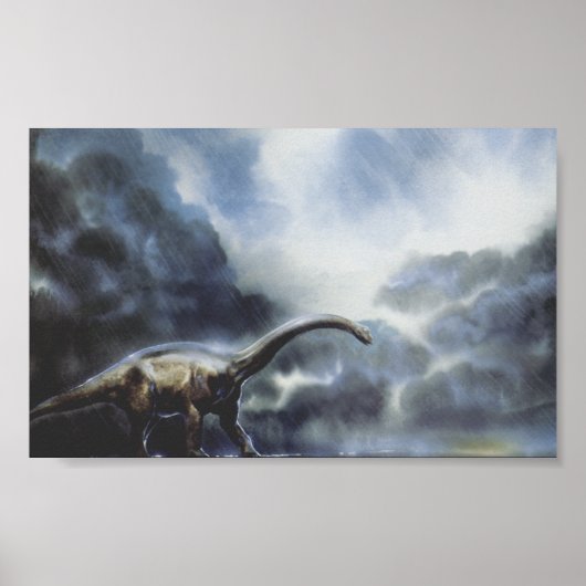 dinosaurussen, Barapasaurus met Storm wolken Poster (Voorkant)