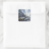 dinosaurussen, Barapasaurus met Storm wolken Vierkante Sticker (Tas)