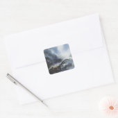 dinosaurussen, Barapasaurus met Storm wolken Vierkante Sticker (Envelop)