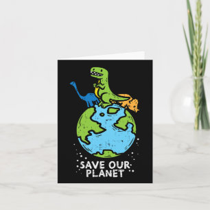 Dinosaurussen besparen onze planet Cute Earth Day Kaart