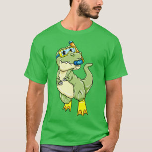 Dinosaurussen bij duiken met zwembril t-shirt