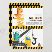 Dinosaurussen Bouw Verjaardag Uitnodiging (Voorkant / Achterkant)