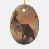 dinosaurussen, Carnotaurus Roaring in Oerwoud Keramisch Ornament (Voorkant)
