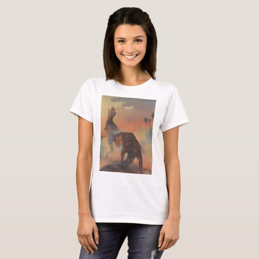  dinosaurussen, Carnotaurus Roaring in Oerwoud T-shirt (Voorkant volledig)