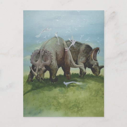 dinosaurussen, Centrosaurus Grazing in de weide Briefkaart (Voorkant)