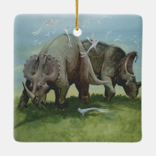 dinosaurussen, Centrosaurus Grazing in de weide Keramisch Ornament (Achterkant)