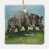 dinosaurussen, Centrosaurus Grazing in de weide Keramisch Ornament (Voorkant)