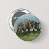  dinosaurussen, Centrosaurus Grazing in de weide Ronde Button 5,7 Cm (Voorkant /achterkant)