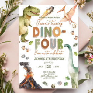 Dinosaurussen DINO VIER jongen 4e verjaardag uitno Kaart