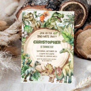 Dinosaurussen Groen Dino-mite Verjaardagsfeest Kaart