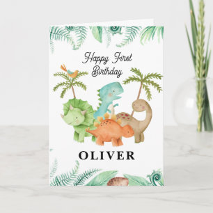 Dinosaurussen Happy 1st Birthday Wenskaart Kaart