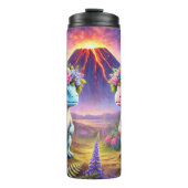 Dinosaurussen in de bloemen kronen thermosbeker (Voorkant)