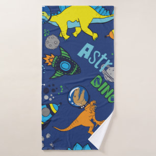 Dinosaurussen in door de hand getrokken naadloze badhanddoek