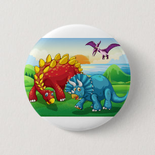 Dinosaurussen in het park ronde button 5,7 cm