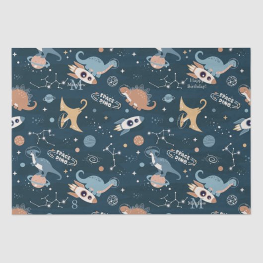 Dinosaurussen in het ruimtepatroonleven tissuepapier (Voorkant)