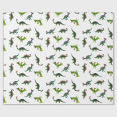 Dinosaurussen in Santa Hats Cadeaupapier (Vlak)