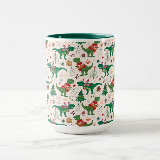 Dinosaurussen in Truien Kerstpatroon Mok (Midden)