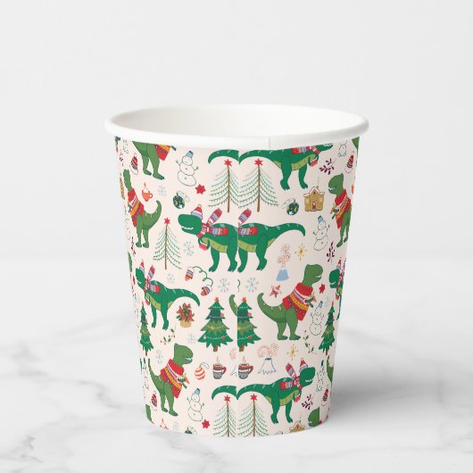 Dinosaurussen in Truien Kerstpatroon Papieren Bekers (Rechts)