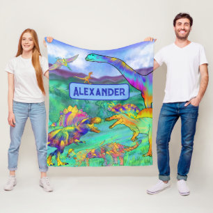 Dinosaurussen kleurrijk Persoonlijke blauwe Fleece Deken