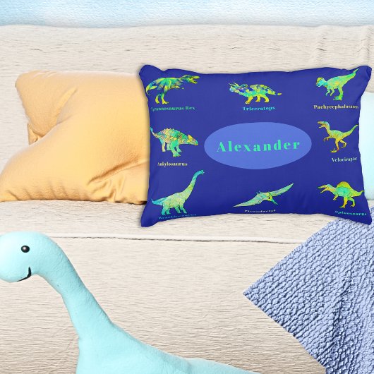 Dinosaurussen met namen Colorful Blue Kussensloop